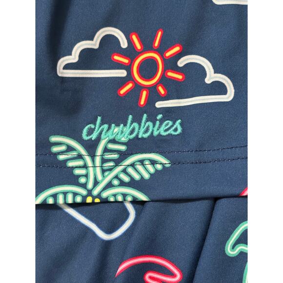 NWT Chubbies Performance Polo Men's Large Neon Light Print Navy Tropical Fun - Picture 5 of 9